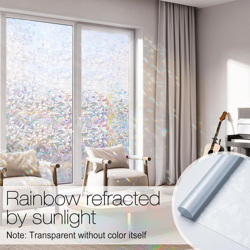 Rainbow Window Privacy Film, Stained Glass Cling, 17.5" x 78.7"