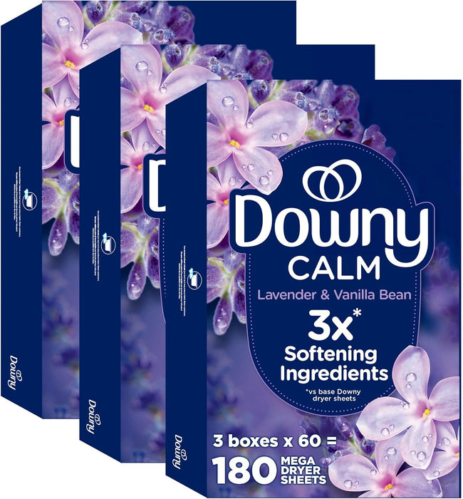 Calm Mega Dryer Sheets, Large Fabric Softener Sheets for Laundry , Static Guard & Softness Boost, Laundry Dryer and Fabr