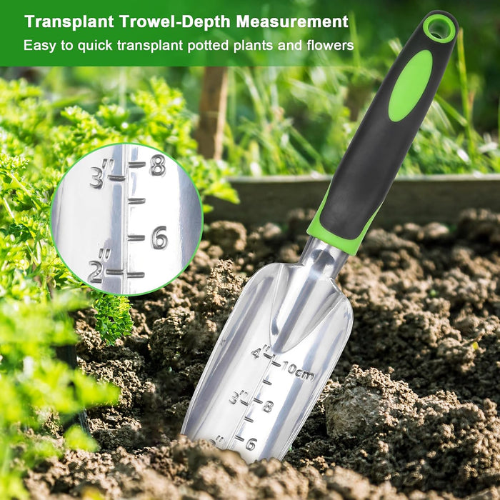 Garden Tools Set, 3 Pack Heavy Duty Gardening Tools Set Include Garden Shovel, Transplant Trowel and Hand Rake with Ergo