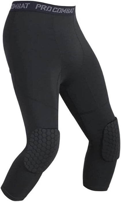 Men'S Basketball Sports Tight Pants 3/4 Compression Workout Leggings Knee Pads