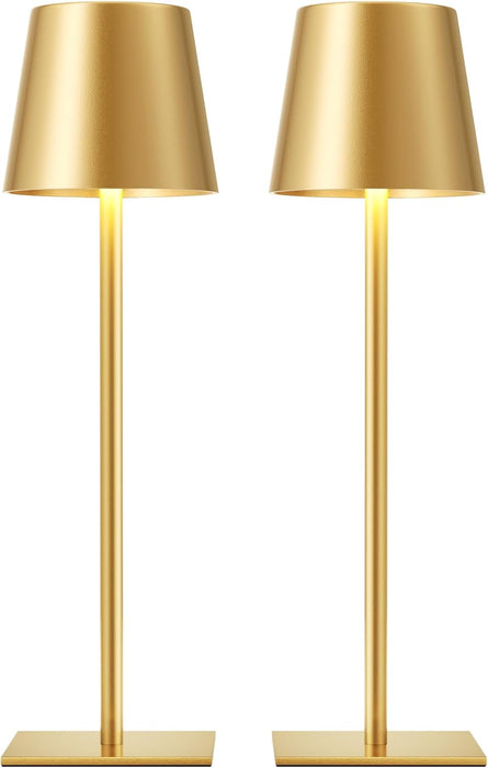 Gold Rechargeable Table Lamp, Cordless Battery Operated Lamp Set