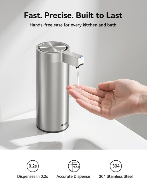Touchless Automatic Soap Dispenser – Clog-Free Pump, 0.2s Fast Sensor, USB-C Rechargeable, Smudge-Resistant Stainless Steel, for Kitchen & Bathroom Soap Dispenser