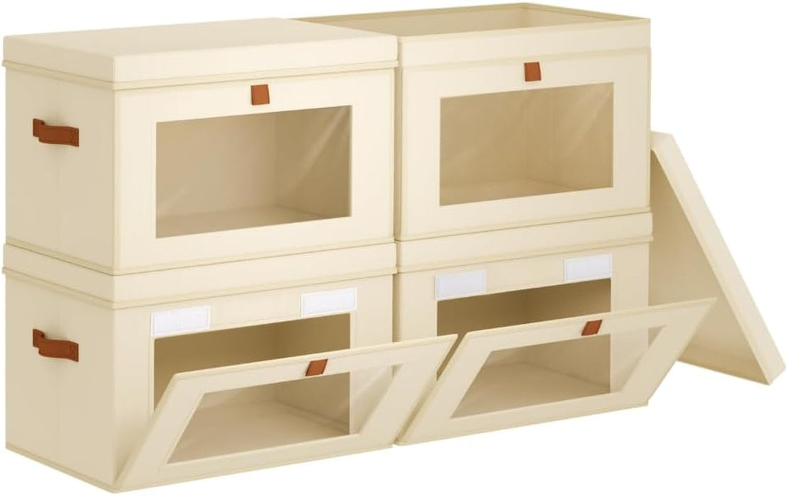 Storage Bins with Lids - Closet Organizer with Front Opening