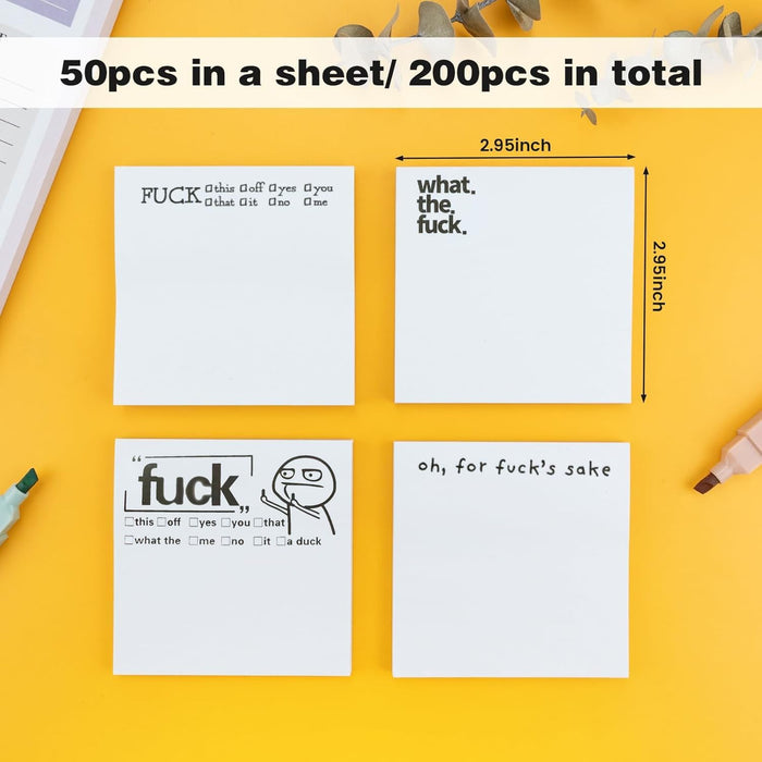 4 Pieces Funny Sticky Note, Novelty Memo Pads Sticky Note(Style 2)