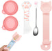 5 PCS Cat Food Can Covers Lids Set, Silicone Pet Food Can Lids with Multi-Function Cat Food Spoon and Opener, Cat Bar Sq