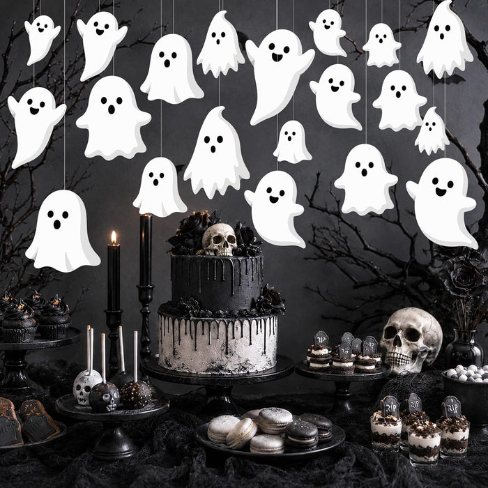 20Pcs Large Halloween Ghost Hanging Ornament Decor Ghost Party Banner