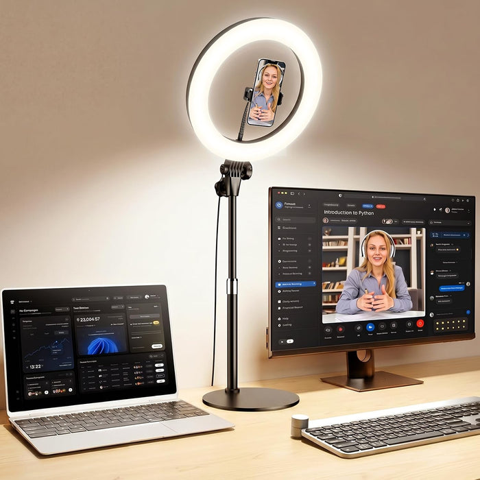 Desk Ring Light with Stand for Computer, Desk Light for Video Recording
