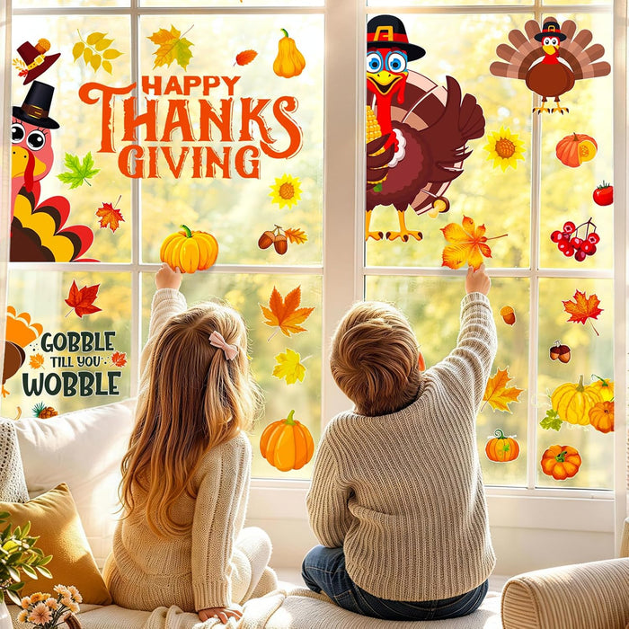 Fall Thanksgiving Window Clings Static Window Decal for Fall Décor