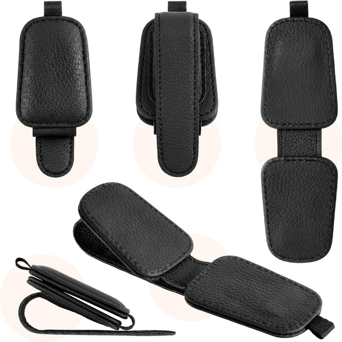 Sunglasses Holder for Car Sun Visor, Magnetic Clip, Black, 2 Pack