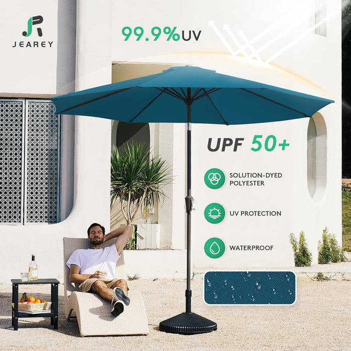 10FT Outdoor Patio Umbrella, Market Umbrella, Lake Blue