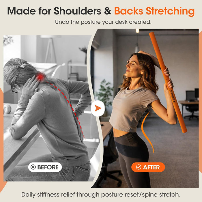 Yoga Stick, Upgraded 5ft Sturdy Steel Mobility Stick, Adjustable Exercise Equipment for Stretching, Flexibility & Balanc