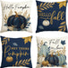 Fall Hello Pumpkin Blue Pillow Covers 18x18 Inch Set of 4