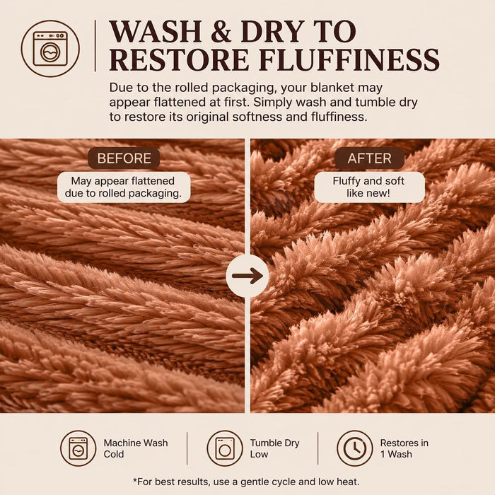 Rust Throw Blanket - Soft & Fluffy Fleece, Cute & Aesthetic, Perfect for Sofa, Couch, Chair, Bed, Living Room & Bedroom, All-Season Use, Plush & Cozy Decorative Blanket