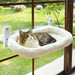 Cordless Cat Window Perch with Cushion Bed Metal Frame, L White