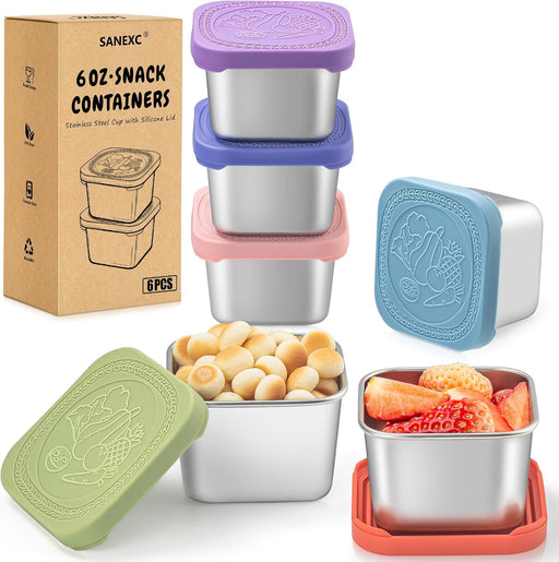 6 Oz Snack Containers with Lids for Kids - 6 Pack Lunch Box Accessories