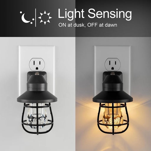 GE Plug in Farmhouse Night Light with Dusk to Dawn Sensor, 2 Pack