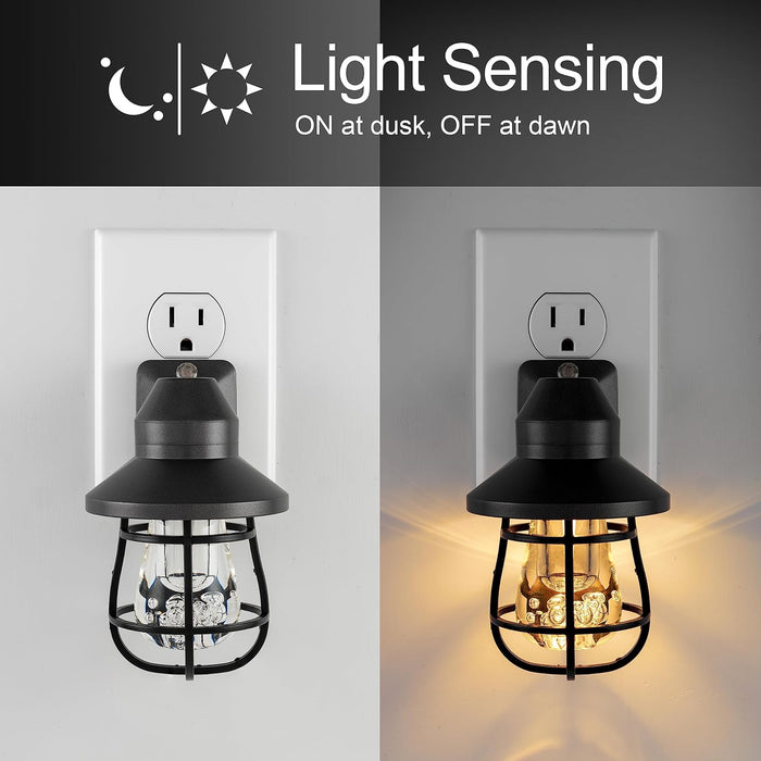 GE Plug in Farmhouse Night Light with Dusk to Dawn Sensor, 2 Pack