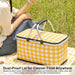 Insulated Picnic Basket, Collapsible Market Basket (Yellow Grid)