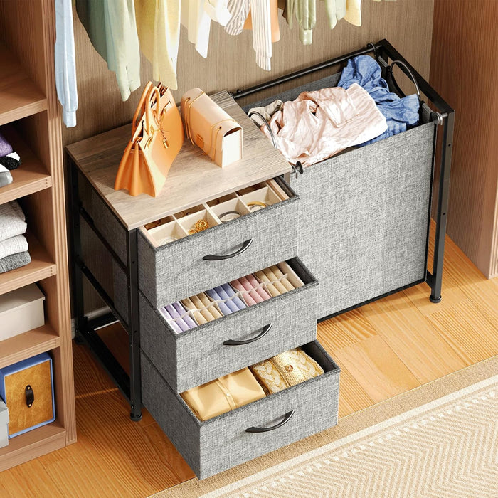 2-in-1 Closet Organizers and Storage, 3 Drawer for Closet, Grey