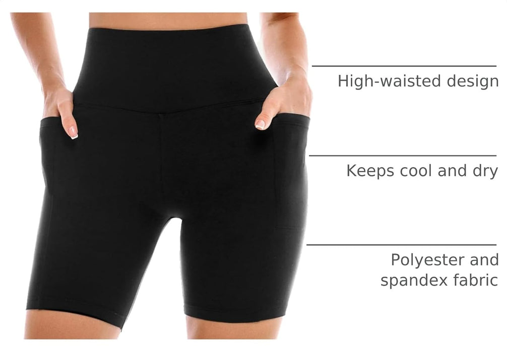 2 Pack Womens Biker Shorts with Pockets 6"
