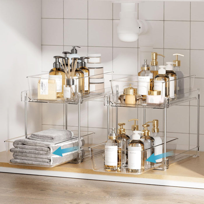 4 Pack Pull Out Bathroom Under Sink Organizer (S-Standard)