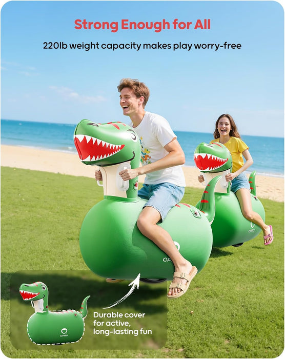 Inflatable Dinosaur Bouncy Hopper Toy, 2 Pack with Hand Pump