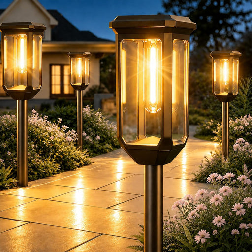 Solar Pathway Lights Outdoor 8 Pack, Bright Solar Garden Lights