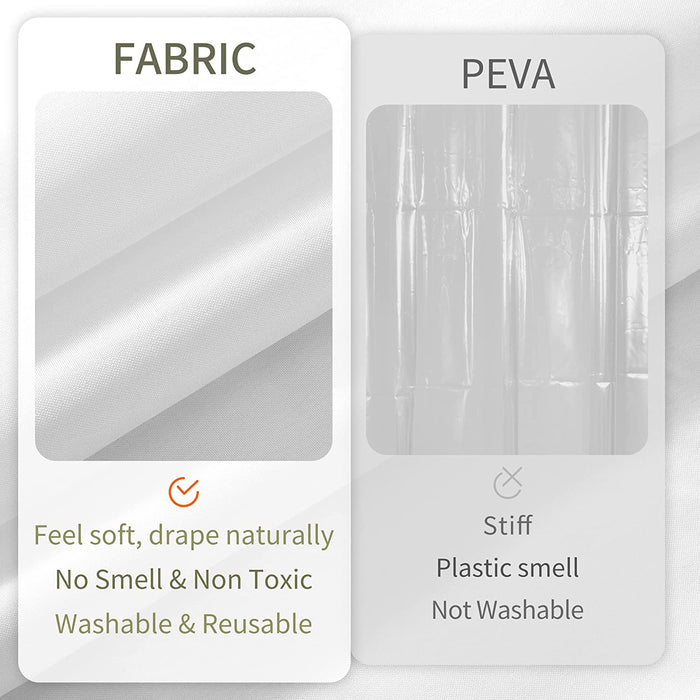Waterproof Fabric Shower Curtain or Liner White, 72x72