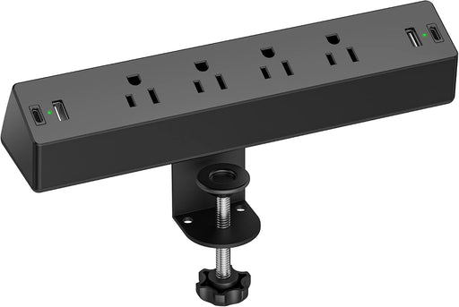 Desk Clamp Power Strip, 4 AC Outlets 4 USB Ports, Fit 1.7in Tabletop Edge