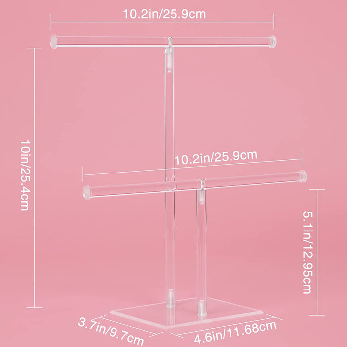 Acrylic Jewelry Stand, 2-Tier Necklace Holder, Jewelry Display Holder