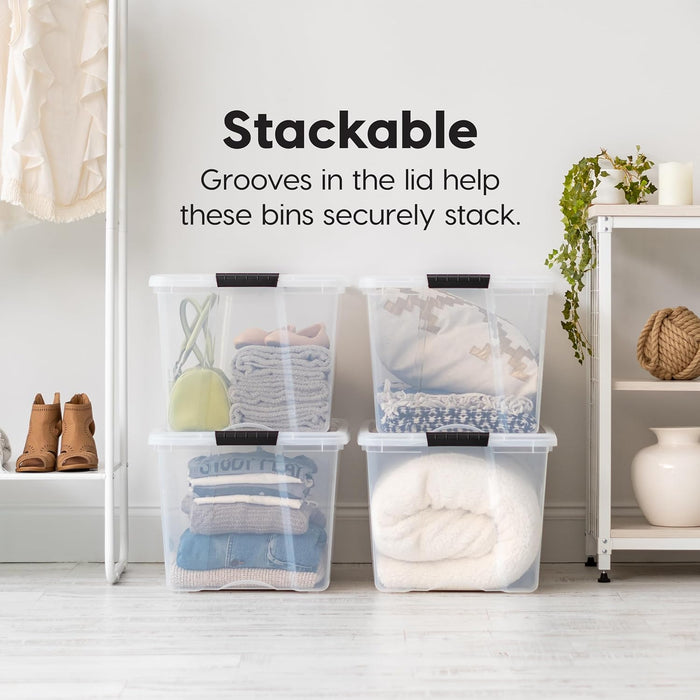 4-Pack 72 Quart Storage Bins with Lids, Clear