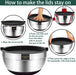 Mixing Bowls with Airtight Lids，6 Piece Stainless Steel Metal Nesting Storage Bowls, Non-Slip Bottoms Size 7, 3.5, 2.5, 2.0,1.5, 1QT, Great for Mixing & Serving(Black)