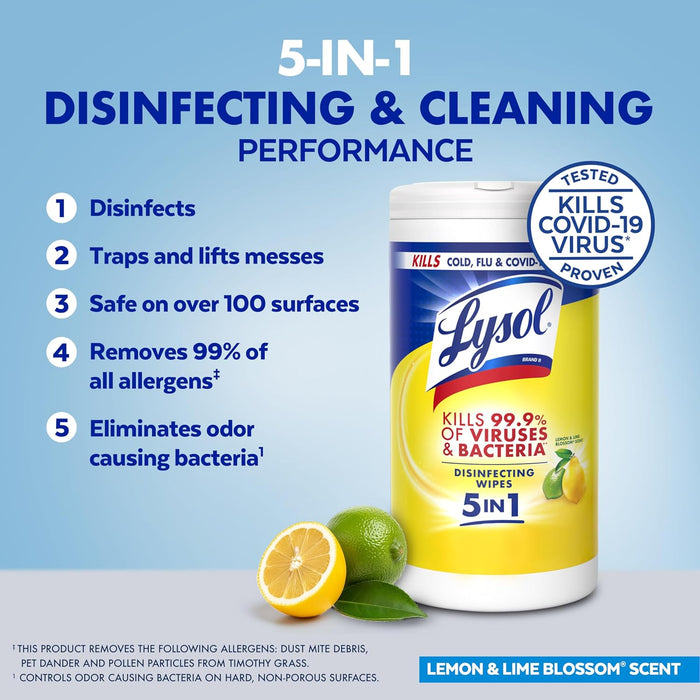 Disinfecting Wipes, Cleaner, Lemon + Mango + Linen, 80 ct. (4 Pack)