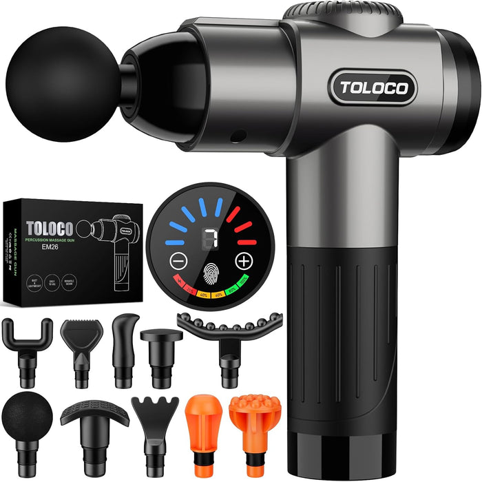 Massage Gun, Deep Tissue Back Massage for Athletes for Pain Relief, Percussion Massager with 10 Massages Heads & Silent 