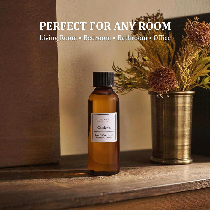 Reed Diffuser Refill Set, 10.2oz Scented Oil Refill 3 Pack, Clean Linen, Cashmere Vanilla, Gardenia, Long Lasting Oil Diffuser Refill with 18 Sticks for Bathroom & Bedroom