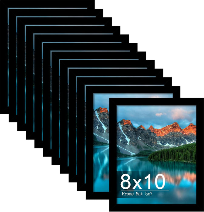 8x10 Picture Frame Set of 12, Modern Gallery Wall Frames, Black