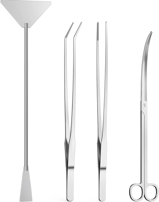 4Pcs Aquascaping Tools, Aquascape Kit, Long and Strong Aquarium Tweezers, Scissors, Algae Scraper, Aquarium Plant Tools,