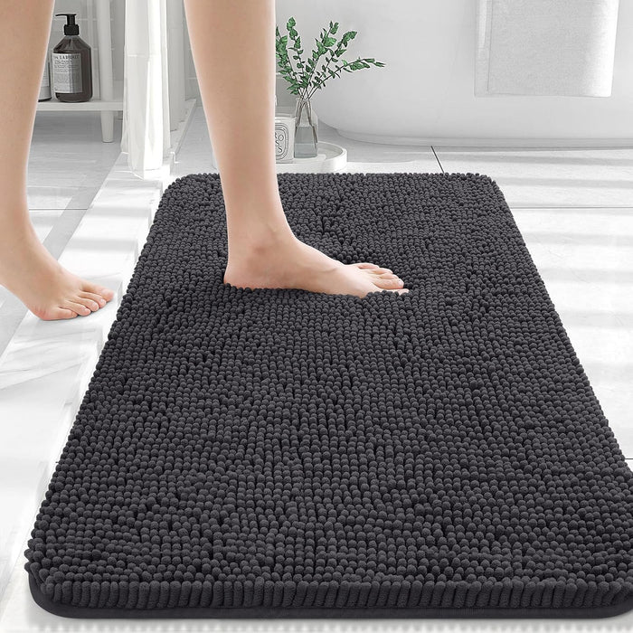 Bathroom Rugs 30X20, Extra Soft Absorbent Chenille Bath Rugs, Rubber Backing Quick Dry, Machine Washable Bath Mats for Bathroom Floor, Tub and Shower, Home Decor Accessories, Grey
