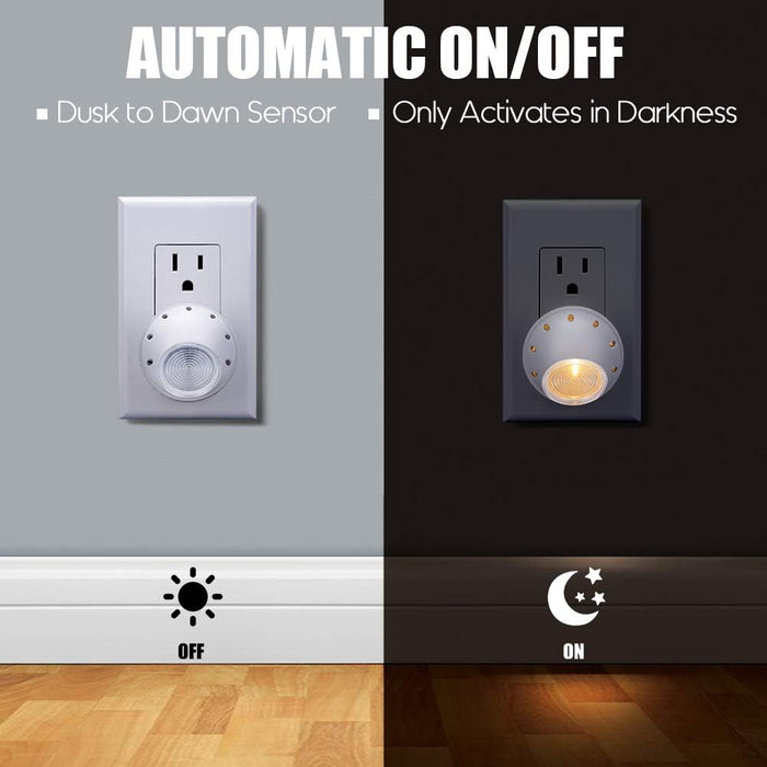 Plug-in LED Night Light Dusk to Dawn Sensor Warm White 4 Pack