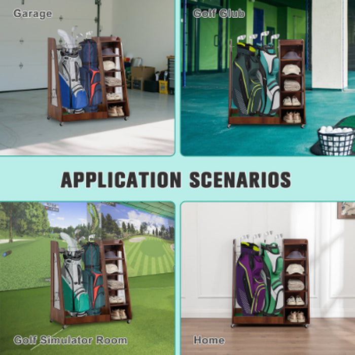 Two-Bag Wooden Golf Storage Rack