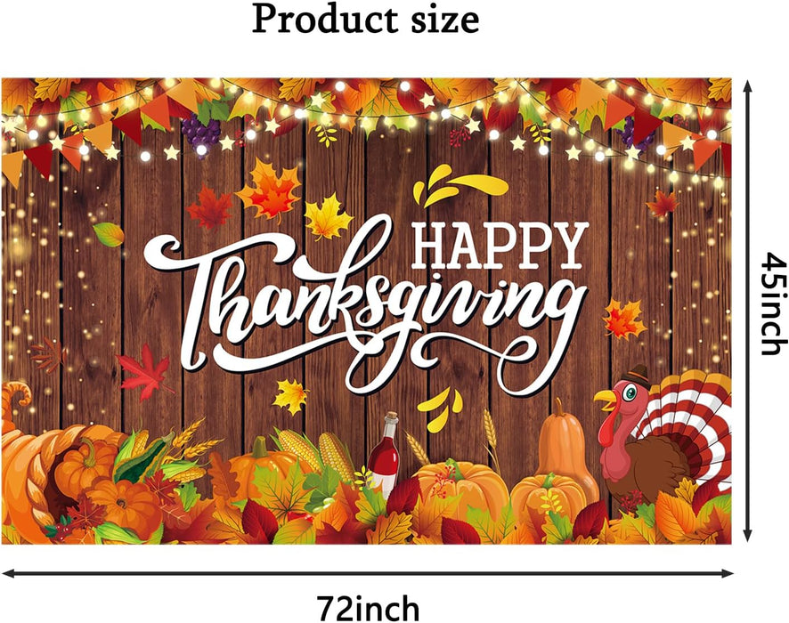 Happy Thanksgiving Backdrop Sign Autumn Maple Leaves Pumpkin Turkey Photography Background for Thanksgiving Day Party Decoration Fall Decorations