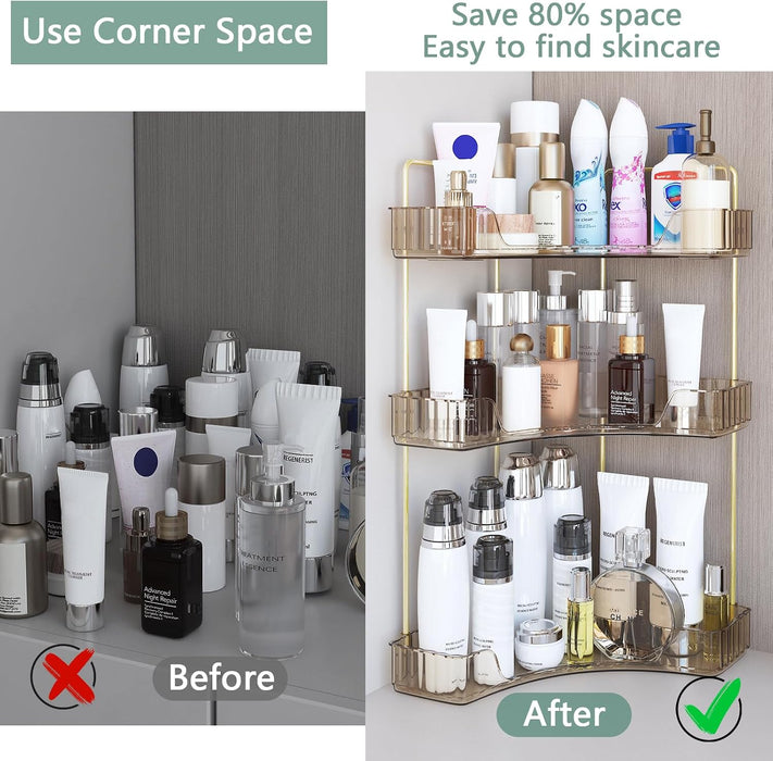 Corner Bathroom Shelf, 3 Tier Countertop Organizer for Vanity