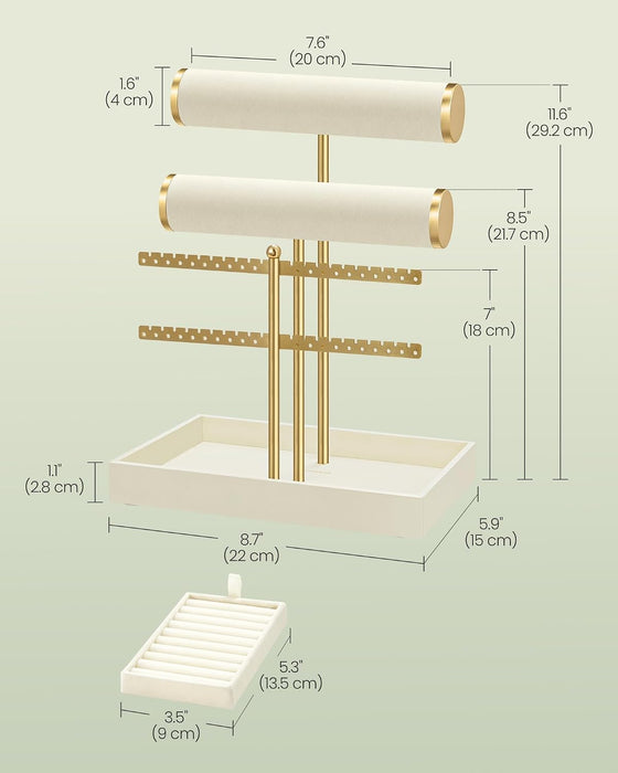 Bracelet Holder Stand, 2 Tiers, Removable Ring Holder