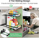 Under Sink Organizer, 2 Tier Under the Sink Storage, Slide out Pull out Cabinet Organizer Shelf, Metal Sliding Drawer for Kitchen Bathroom Pantry Closet Organization Rack, Black, 2 Pack