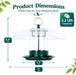 Metal Bird Feeders for Outdoors with 12” Weatherproof Dome, Green