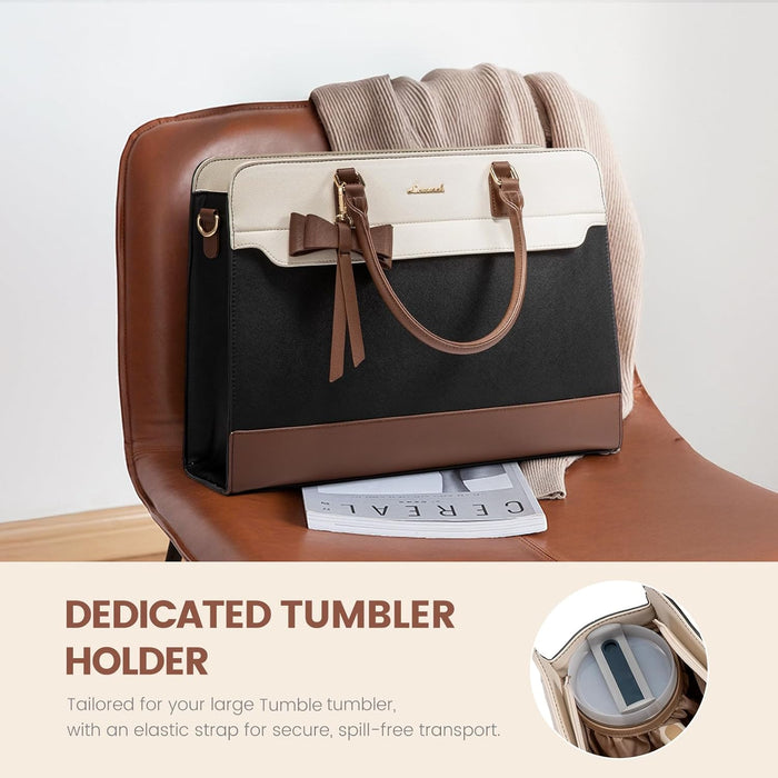 Laptop Tote Bag for Women,Leather Work Bag, Waterproof Business Teacher Bag,Large Computer Handbag Purse Briefcase,Offic
