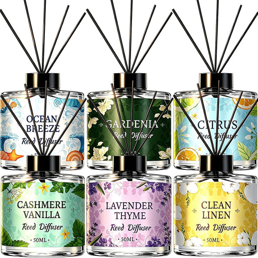 6 Pack Reed Diffuser Set, 10.14 Oz Reed Diffusers for Home with 30 Sticks