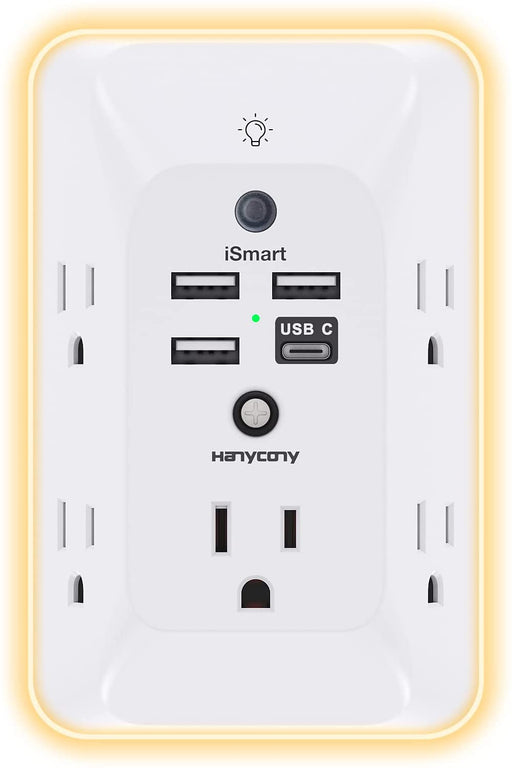 Outlet Extender with Night Light, Multi Plug Wall Outlet, Surge Protector