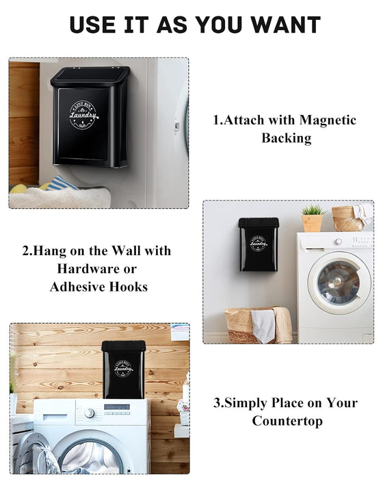 Magnetic Lint Bin for Laundry Room Organization and Storage with Brush, Wall-Mounted Laundry Dryer Lint Bin for Laundry 