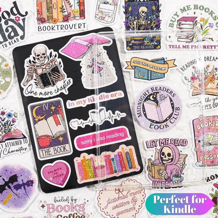 150 PCS Romance Book Stickers for Kindle, Holographic Bookish Sticker Pack Reading Glitter Vinyl Decals for Laptop Ebook Readers Water Bottles Journal Scrapbook Waterproof